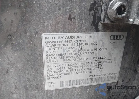 2019 Audi Q7 55 Premium z USA, uszkodzony, nr VIN WA1VAAF76KD000796